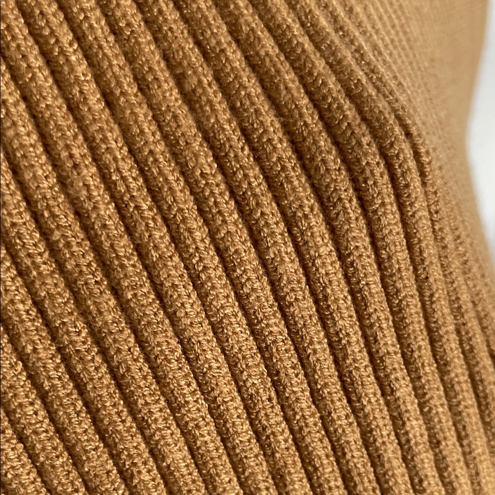 Camel Ribbed Knit Vest/Cape One Size - Picture 2 of 7